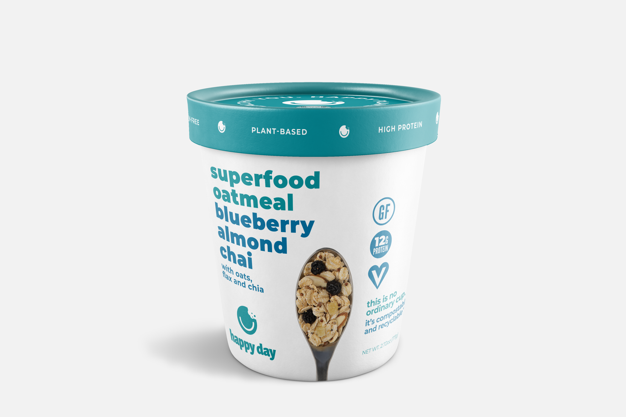 Superfood Oatmeal Blueberry Almond Chai Cups - 12 Pack