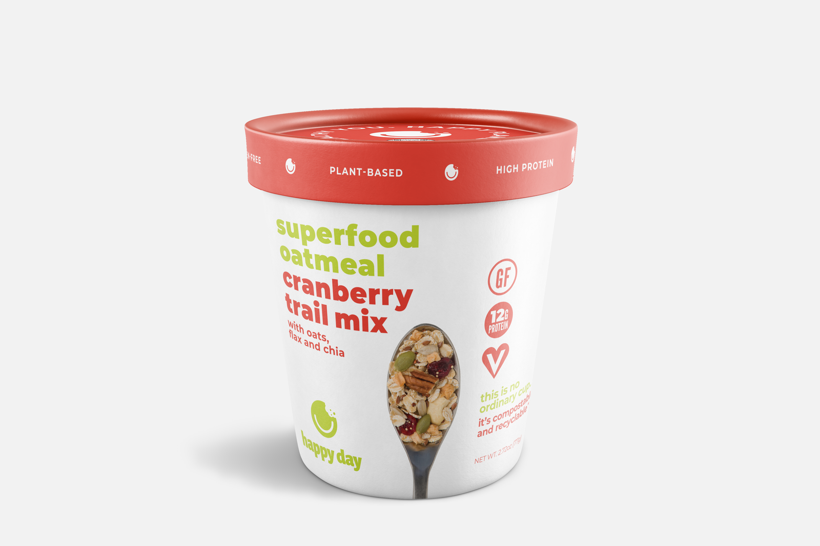 SUPERFOOD OATMEAL - CRANBERRY TRAIL MIX CUPS - 12 PACK